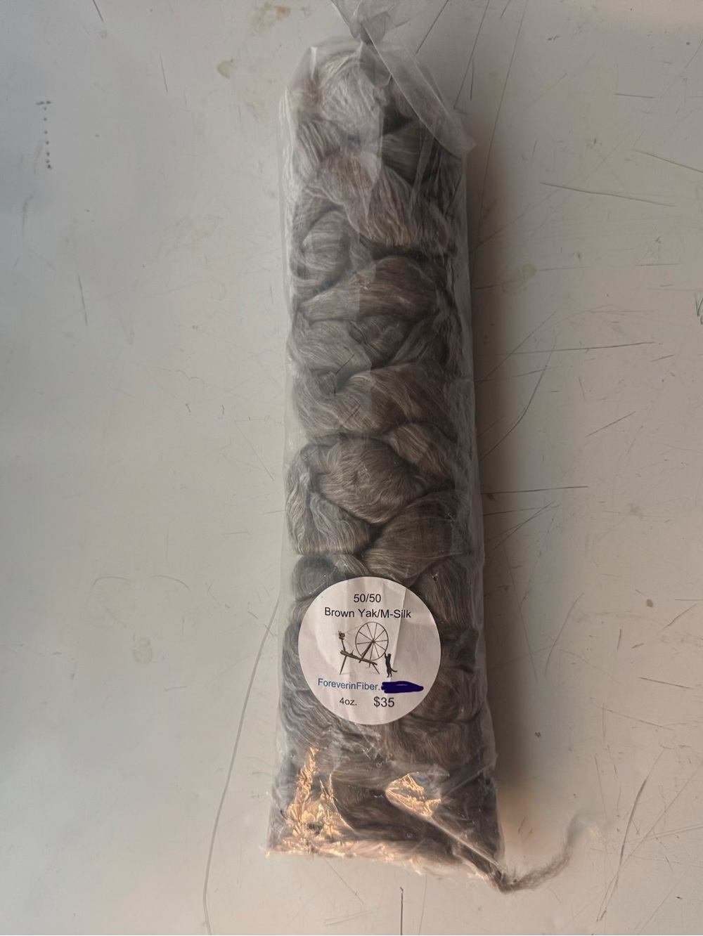 Forever in Fiber 4oz 50/50 Brown Yak & M-Silk Spinning Roving Top Blend
